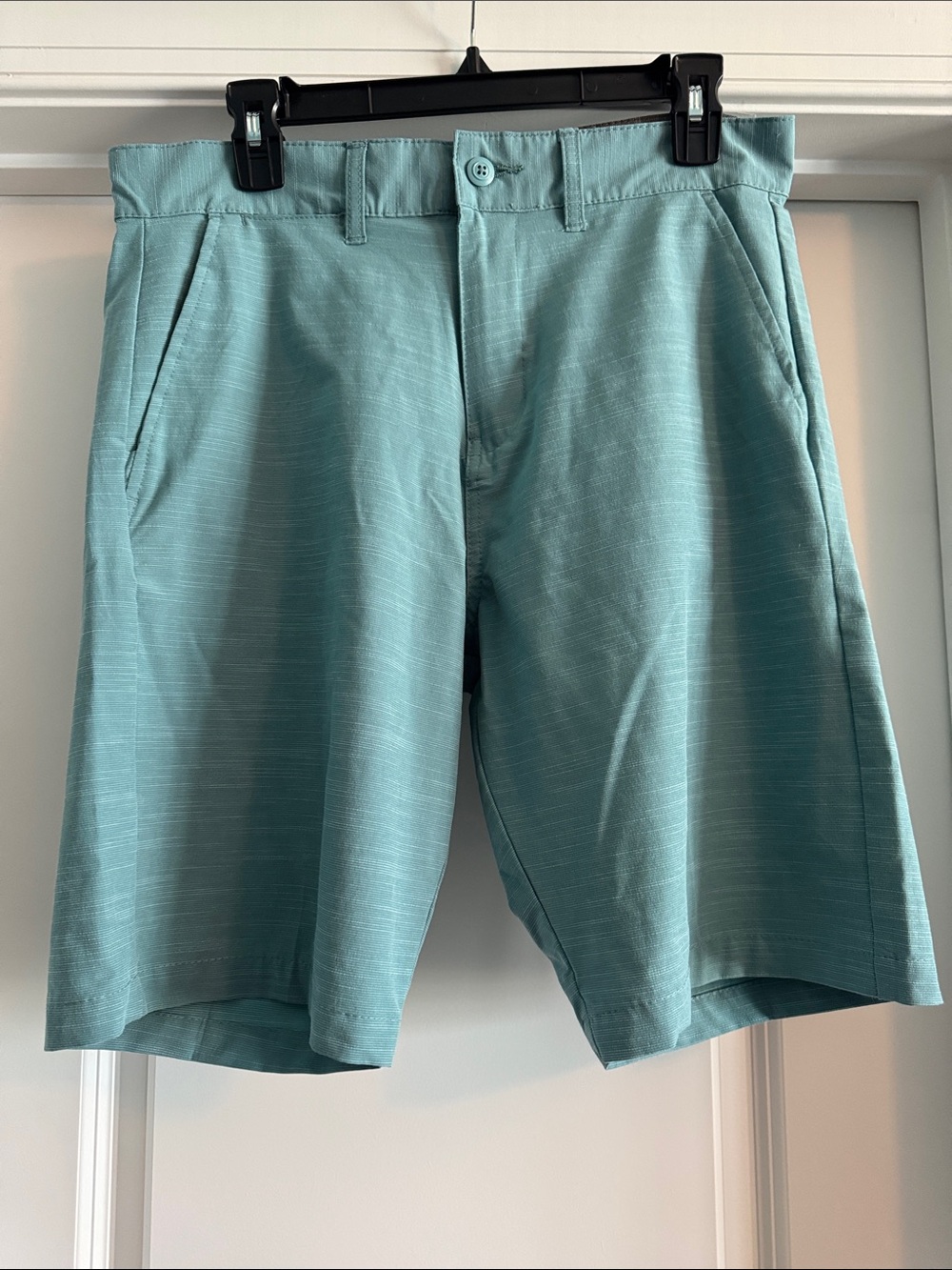 split Men's Teal Flat-Front Shorts